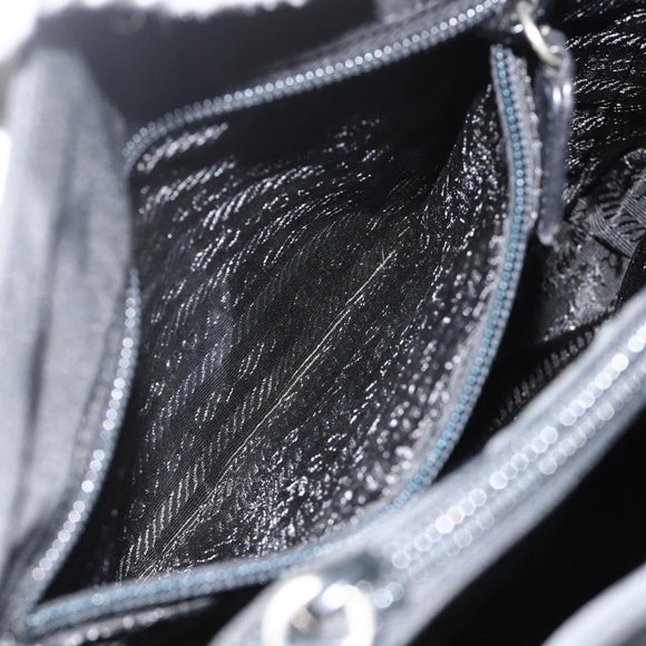 PRADA Draagtas Nylon Zwart Zilver Auth bs34674