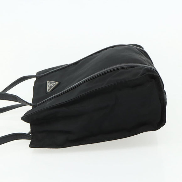 PRADA Draagtas Nylon Zwart Zilver Auth bs34674