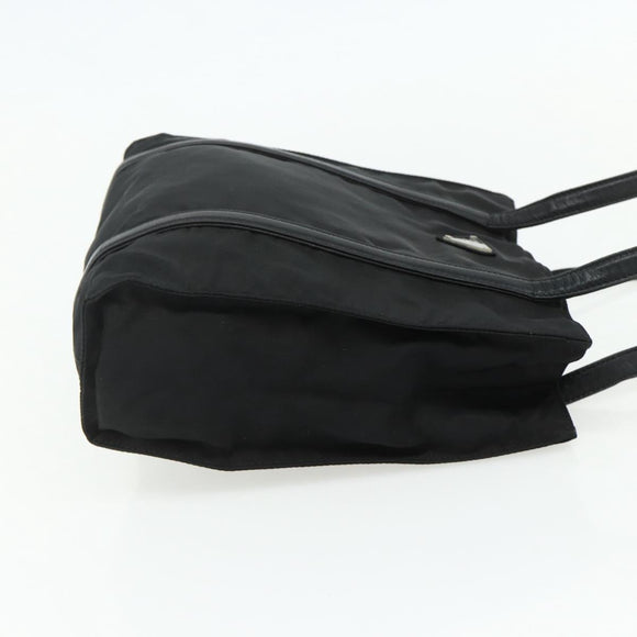 PRADA Draagtas Nylon Zwart Zilver Auth bs34674