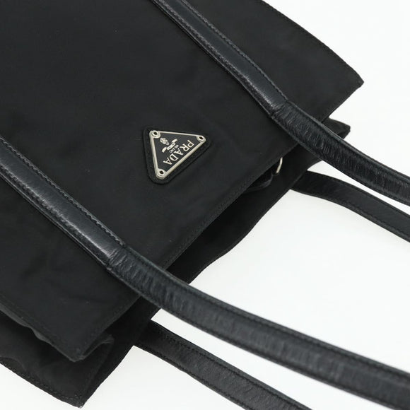 PRADA Draagtas Nylon Zwart Zilver Auth bs34674