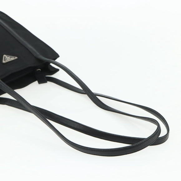 PRADA Draagtas Nylon Zwart Zilver Auth bs34674