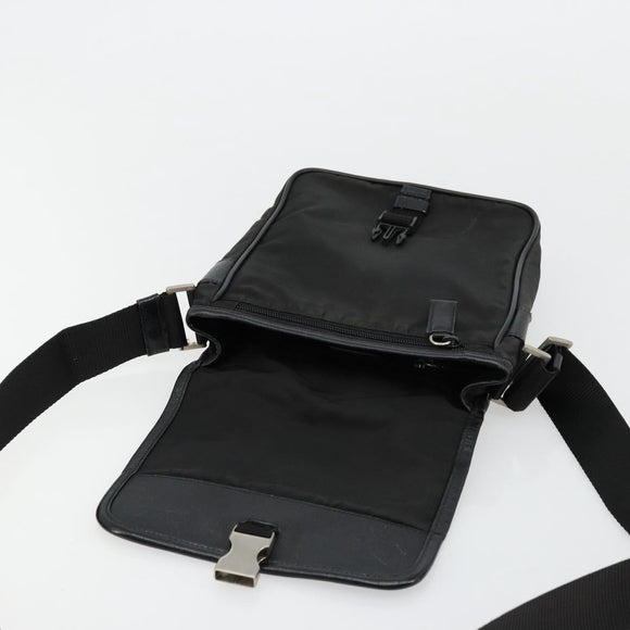 PRADA Shoulder Bag Nylon Black Silver Auth bs34675