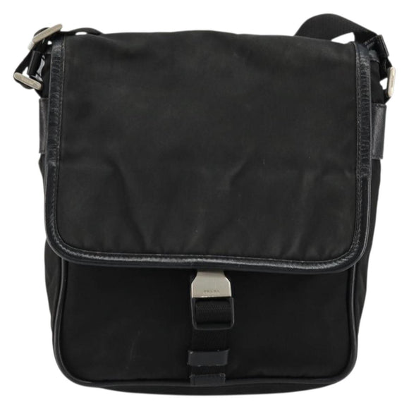 PRADA Shoulder Bag Nylon Black Silver Auth bs34675
