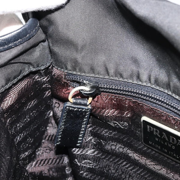 PRADA Shoulder Bag Nylon Black Silver Auth bs34675