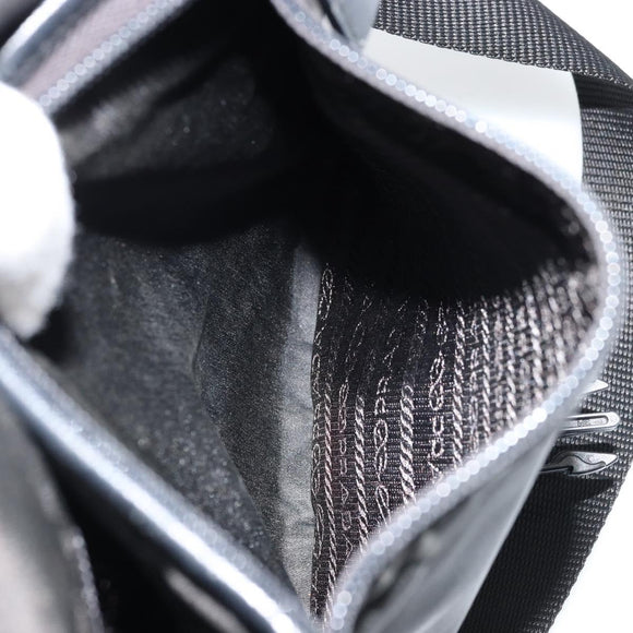 PRADA Shoulder Bag Nylon Black Silver Auth bs34675