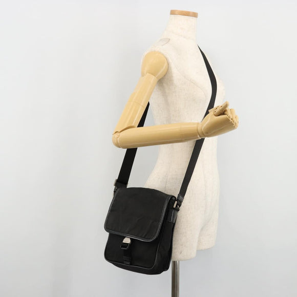 PRADA Shoulder Bag Nylon Black Silver Auth bs34675