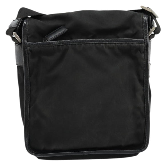 PRADA Shoulder Bag Nylon Black Silver Auth bs34675