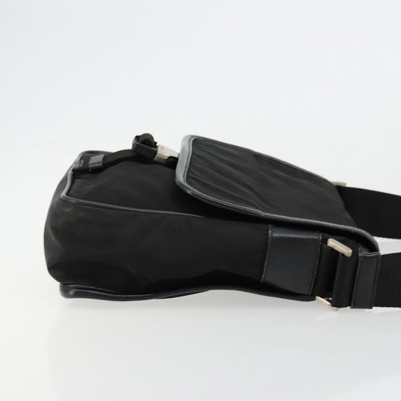 PRADA Shoulder Bag Nylon Black Silver Auth bs34675