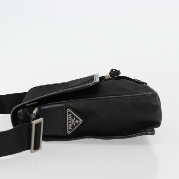 PRADA Shoulder Bag Nylon Black Silver Auth bs34675