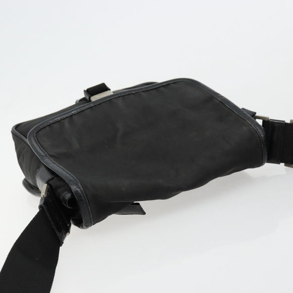 PRADA Shoulder Bag Nylon Black Silver Auth bs34675