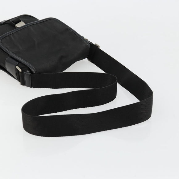 PRADA Shoulder Bag Nylon Black Silver Auth bs34675