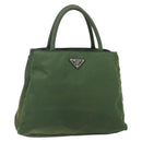 PRADA Hand Bag Nylon Green Silver Auth bs34677-1