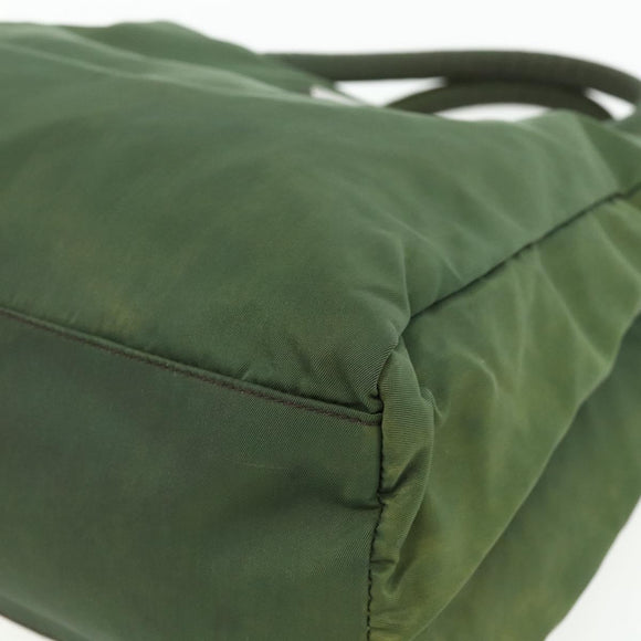 PRADA Hand Bag Nylon Green Silver Auth bs34677