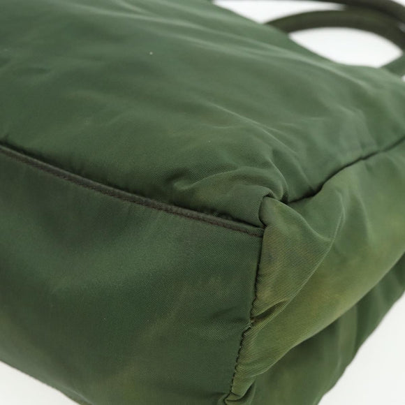 PRADA Hand Bag Nylon Green Silver Auth bs34677