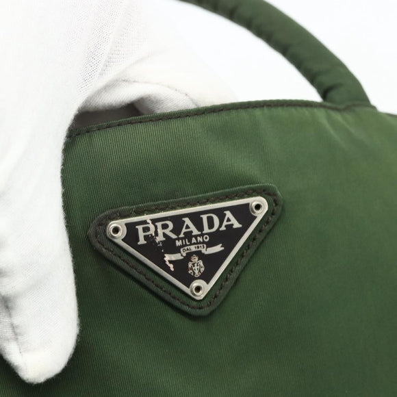 PRADA Hand Bag Nylon Green Silver Auth bs34677