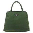 PRADA Hand Bag Nylon Green Silver Auth bs34677-13