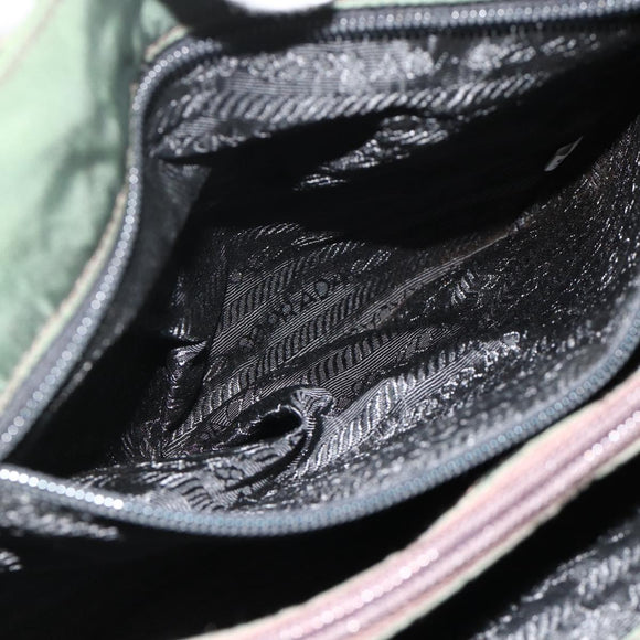 PRADA Hand Bag Nylon Green Silver Auth bs34677