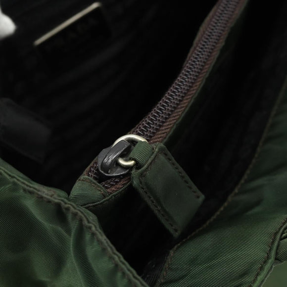 PRADA Hand Bag Nylon Green Silver Auth bs34677