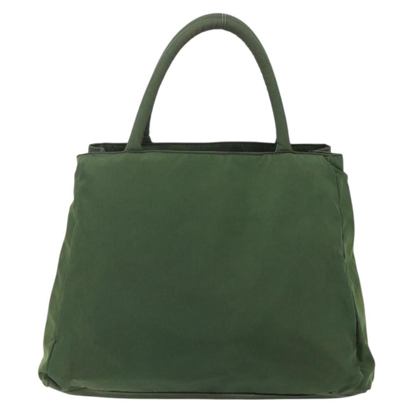 PRADA Hand Bag Nylon Green Silver Auth bs34677