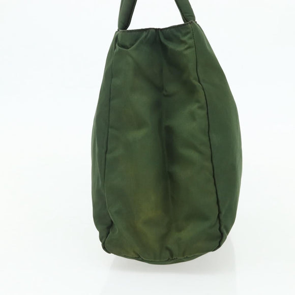 PRADA Hand Bag Nylon Green Silver Auth bs34677