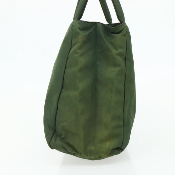 PRADA Hand Bag Nylon Green Silver Auth bs34677