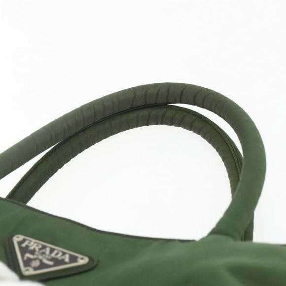 PRADA Hand Bag Nylon Green Silver Auth bs34677