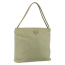 PRADA Hand Bag Nylon Beige Silver Auth bs34678-1