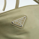 PRADA Hand Bag Nylon Beige Silver Auth bs34678-17