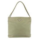 PRADA Hand Bag Nylon Beige Silver Auth bs34678-13