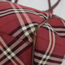BURBERRY Nova Check Blue Label Hand Bag Nylon Red Silver Auth bs34679-9