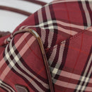 BURBERRY Nova Check Blue Label Hand Bag Nylon Red Silver Auth bs34679-14