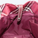 BURBERRY Nova Check Blue Label Hand Bag Nylon Red Silver Auth bs34679-18