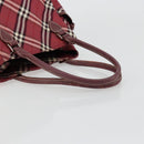 BURBERRY Nova Check Blue Label Hand Bag Nylon Red Silver Auth bs34679-7