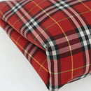 BURBERRY Nova Check Hand Bag Nylon Red Silver Auth bs34680-14