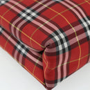 BURBERRY Nova Check Hand Bag Nylon Red Silver Auth bs34680-16