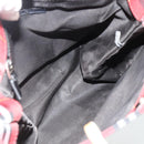 BURBERRY Nova Check Hand Bag Nylon Red Silver Auth bs34680-11
