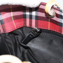 BURBERRY Nova Check Hand Bag Nylon Red Silver Auth bs34680-19