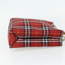 BURBERRY Nova Check Hand Bag Nylon Red Silver Auth bs34680-4