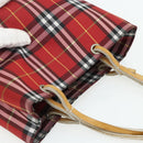 BURBERRY Nova Check Hand Bag Nylon Red Silver Auth bs34680-6