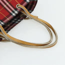 BURBERRY Nova Check Hand Bag Nylon Red Silver Auth bs34680-7
