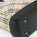 BURBERRY Nova Check Hand Bag Canvas Beige Silver Auth bs34681-11