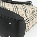 BURBERRY Nova Check Hand Bag Canvas Beige Silver Auth bs34681-12