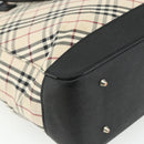 BURBERRY Nova Check Hand Bag Canvas Beige Silver Auth bs34681-13