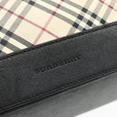 BURBERRY Nova Check Hand Bag Canvas Beige Silver Auth bs34681-14