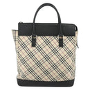 BURBERRY Nova Check Hand Bag Canvas Beige Silver Auth bs34681-2