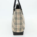 BURBERRY Nova Check Hand Bag Canvas Beige Silver Auth bs34681-4