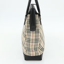 BURBERRY Nova Check Hand Bag Canvas Beige Silver Auth bs34681-5