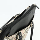 BURBERRY Nova Check Hand Bag Canvas Beige Silver Auth bs34681-6