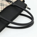 BURBERRY Nova Check Hand Bag Canvas Beige Silver Auth bs34681-7