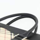 BURBERRY Nova Check Hand Bag Canvas Beige Silver Auth bs34681-8
